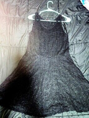 Material Girl Black Lace Knee Lenth Dress